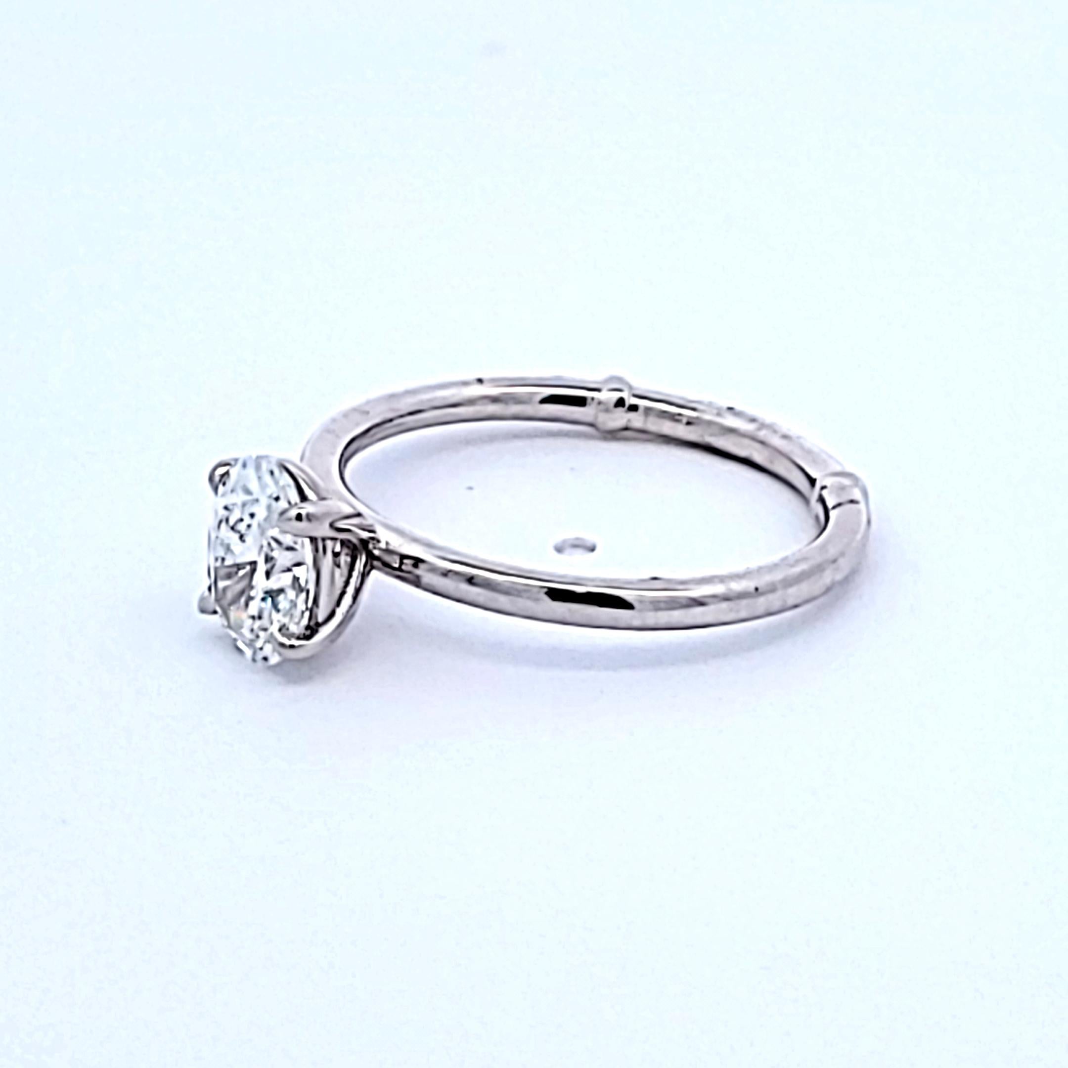 Vintage Platinum Engagement Ring with 1.03 Carat Oval Diamonds E-SI2 GIA