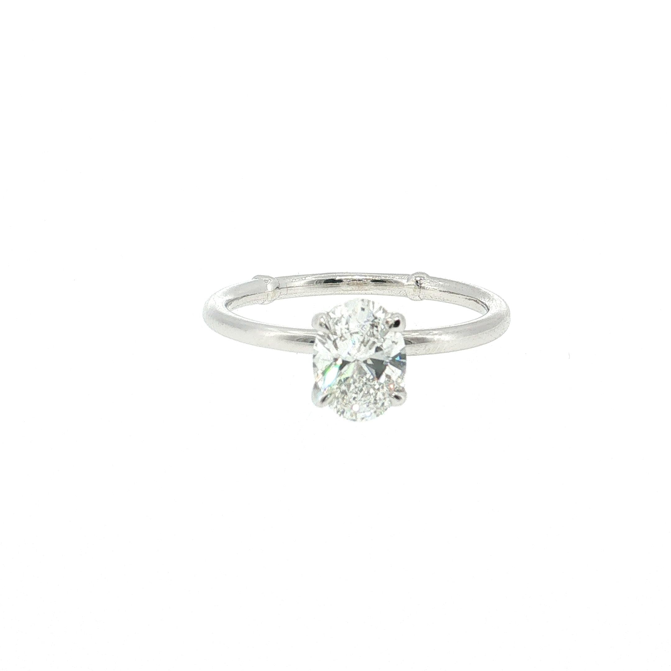 Vintage Platinum Engagement Ring with 1.03 Carat Oval Diamonds E-SI2 GIA