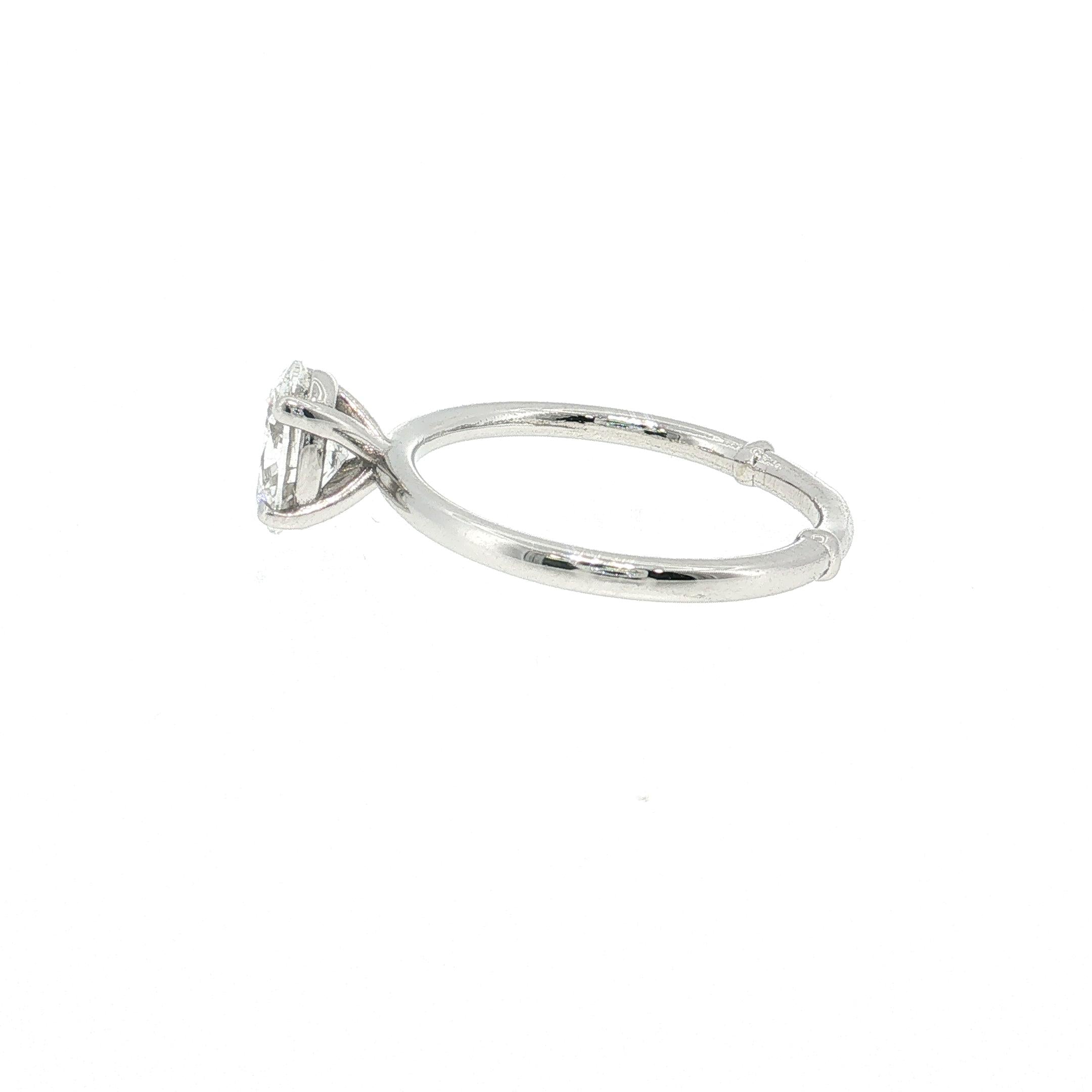 Vintage Platinum Engagement Ring with 1.03 Carat Oval Diamonds E-SI2 GIA