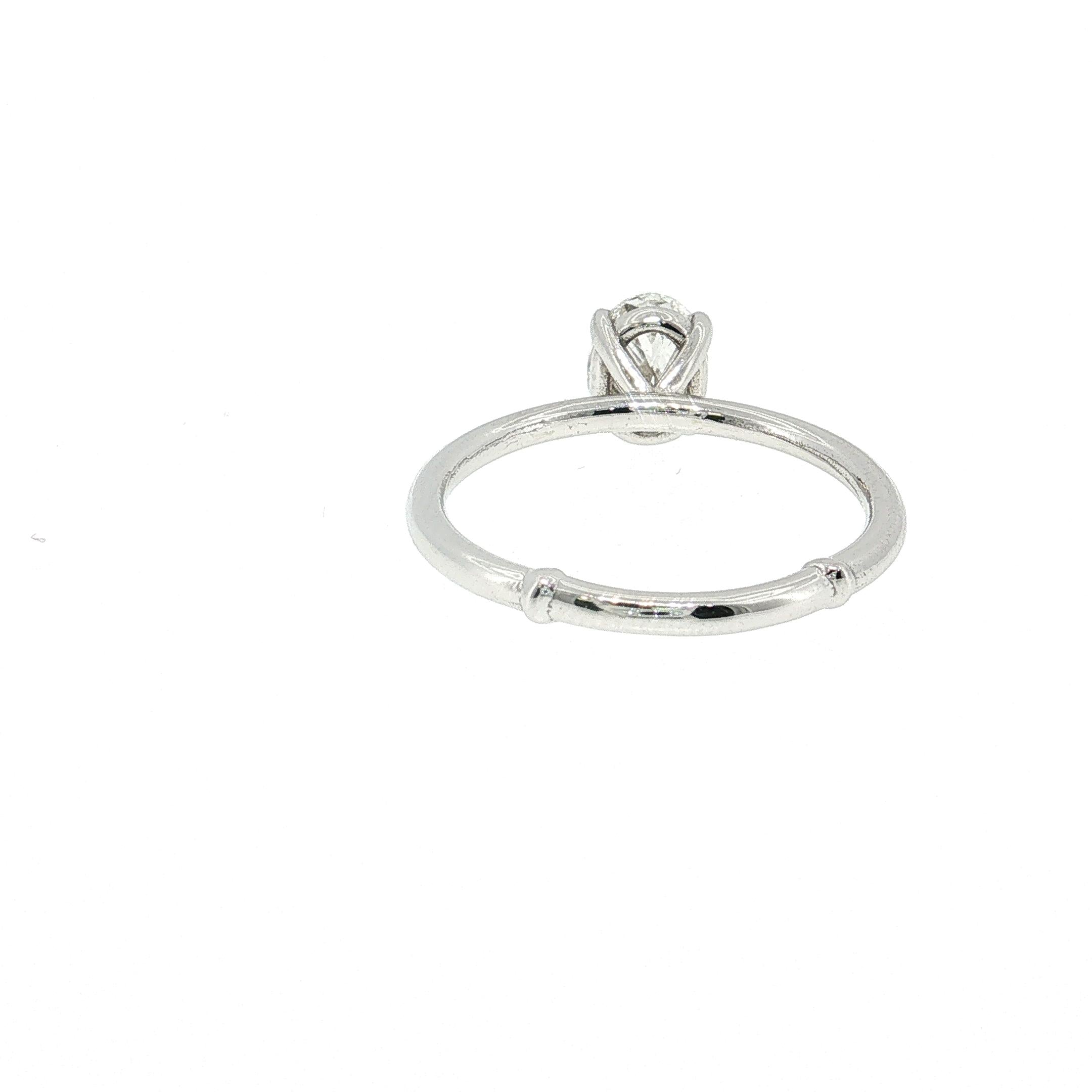 Vintage Platinum Engagement Ring with 1.03 Carat Oval Diamonds E-SI2 GIA