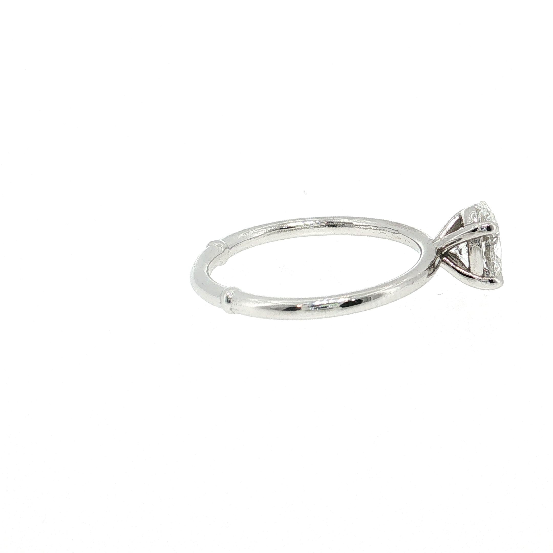 Vintage Platinum Engagement Ring with 1.03 Carat Oval Diamonds E-SI2 GIA