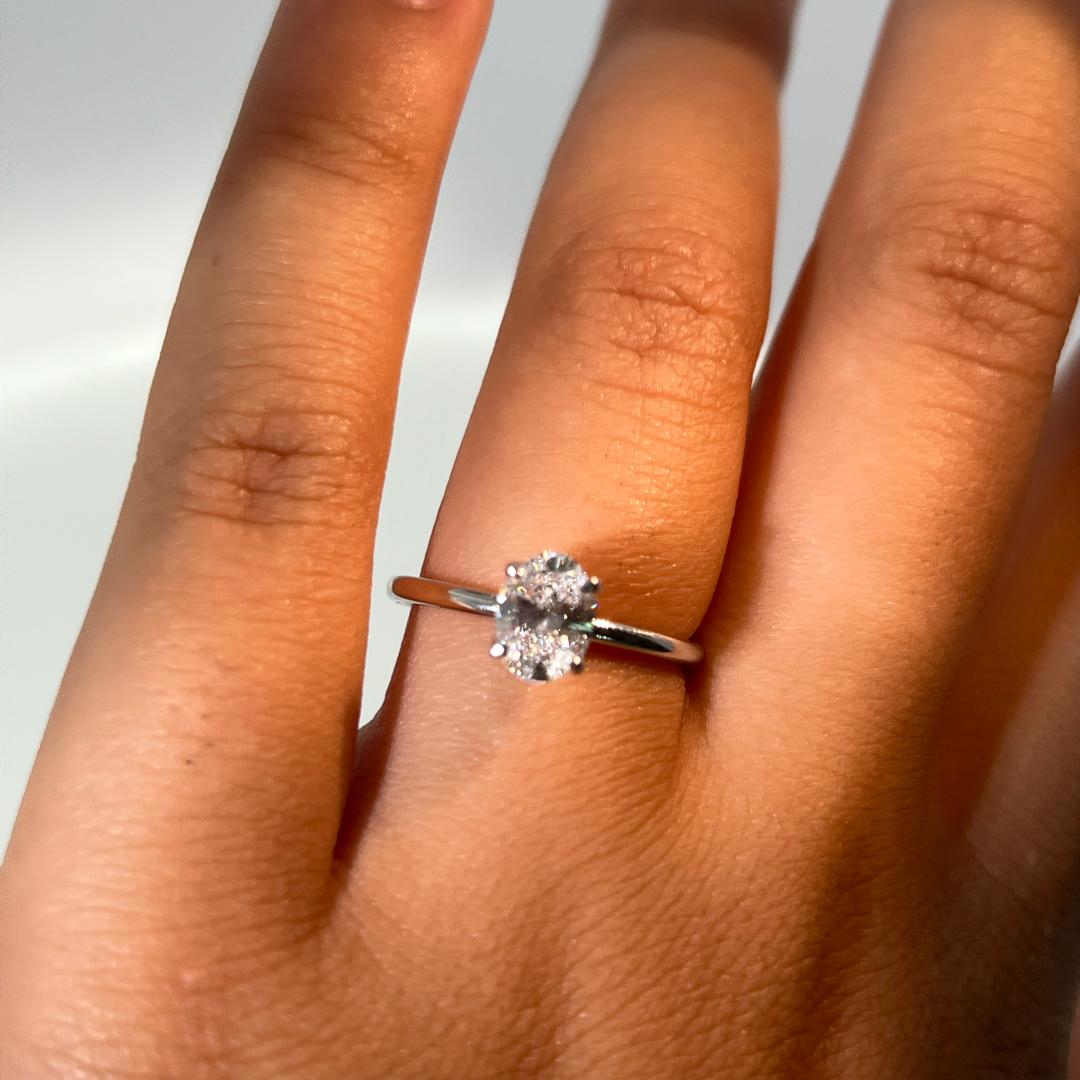 Vintage Platinum Engagement Ring with 1.03 Carat Oval Diamonds E-SI2 GIA