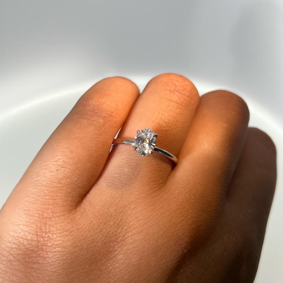 Vintage Platinum Engagement Ring with 1.03 Carat Oval Diamonds E-SI2 GIA