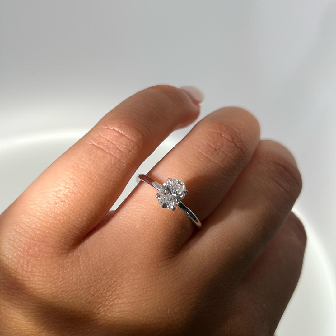 Vintage Platinum Engagement Ring with 1.03 Carat Oval Diamonds E-SI2 GIA