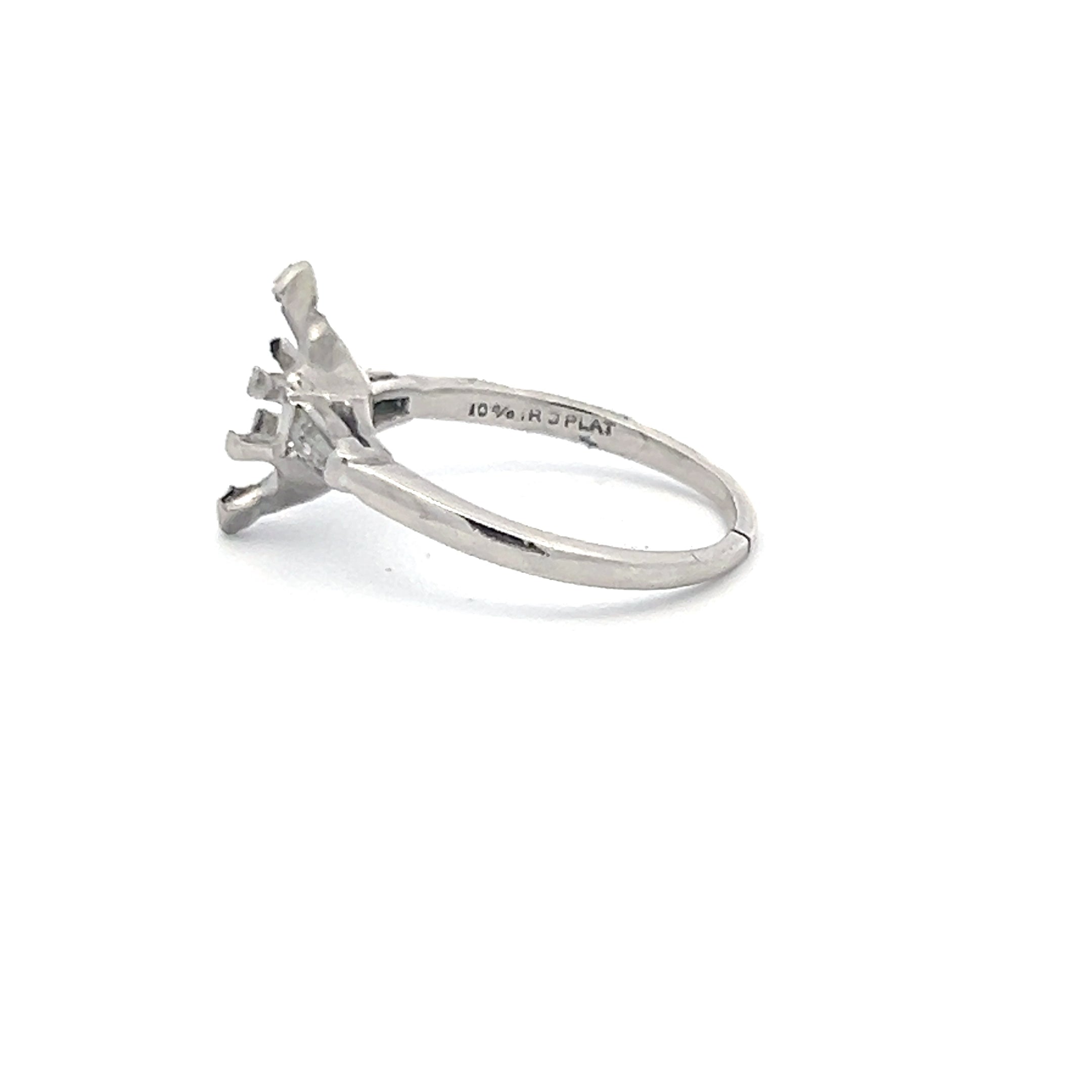 0.21 Carat Tapered Baguette Shape I SI1 Diamond Platinum Semi Mount Ring