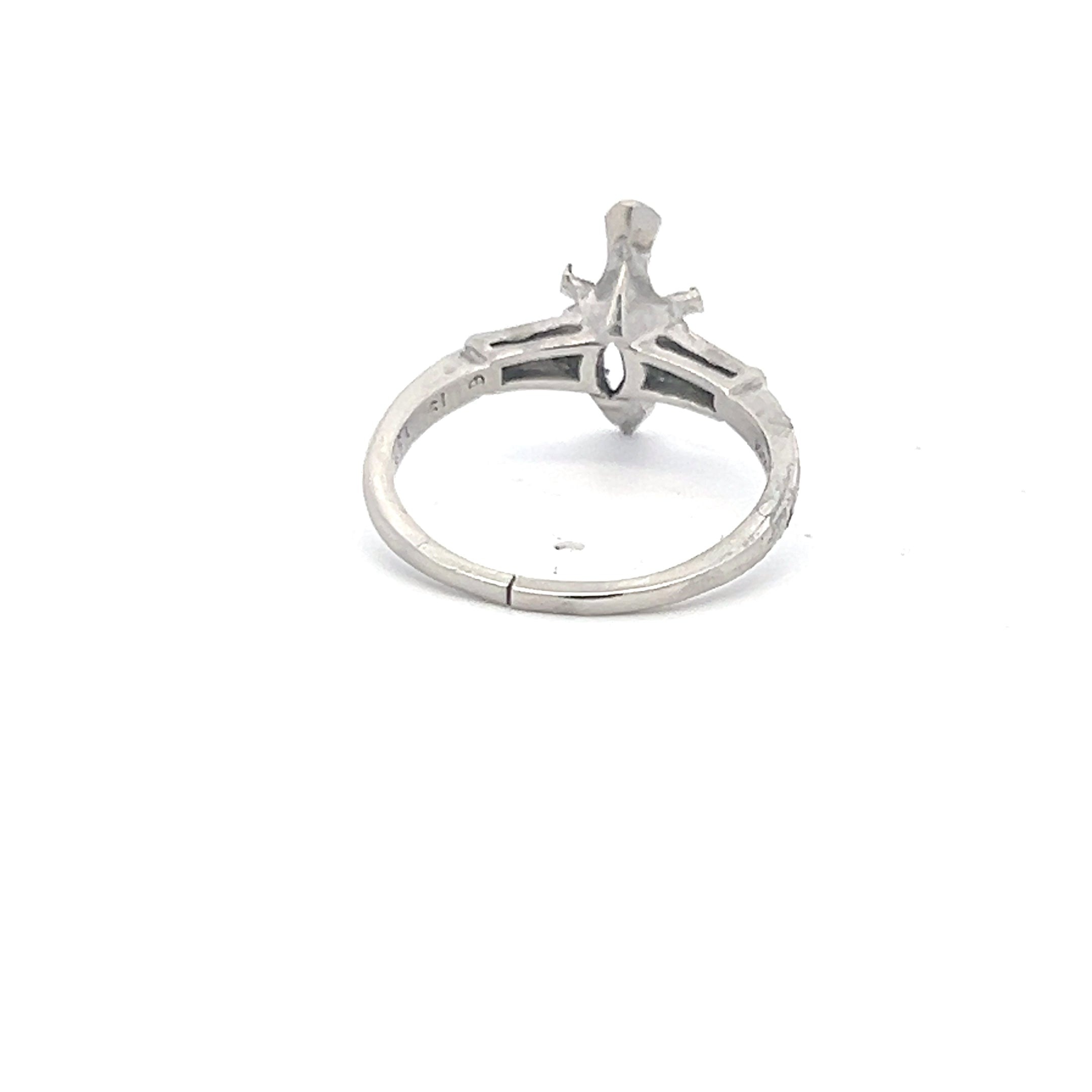 0.21 Carat Tapered Baguette Shape I SI1 Diamond Platinum Semi Mount Ring
