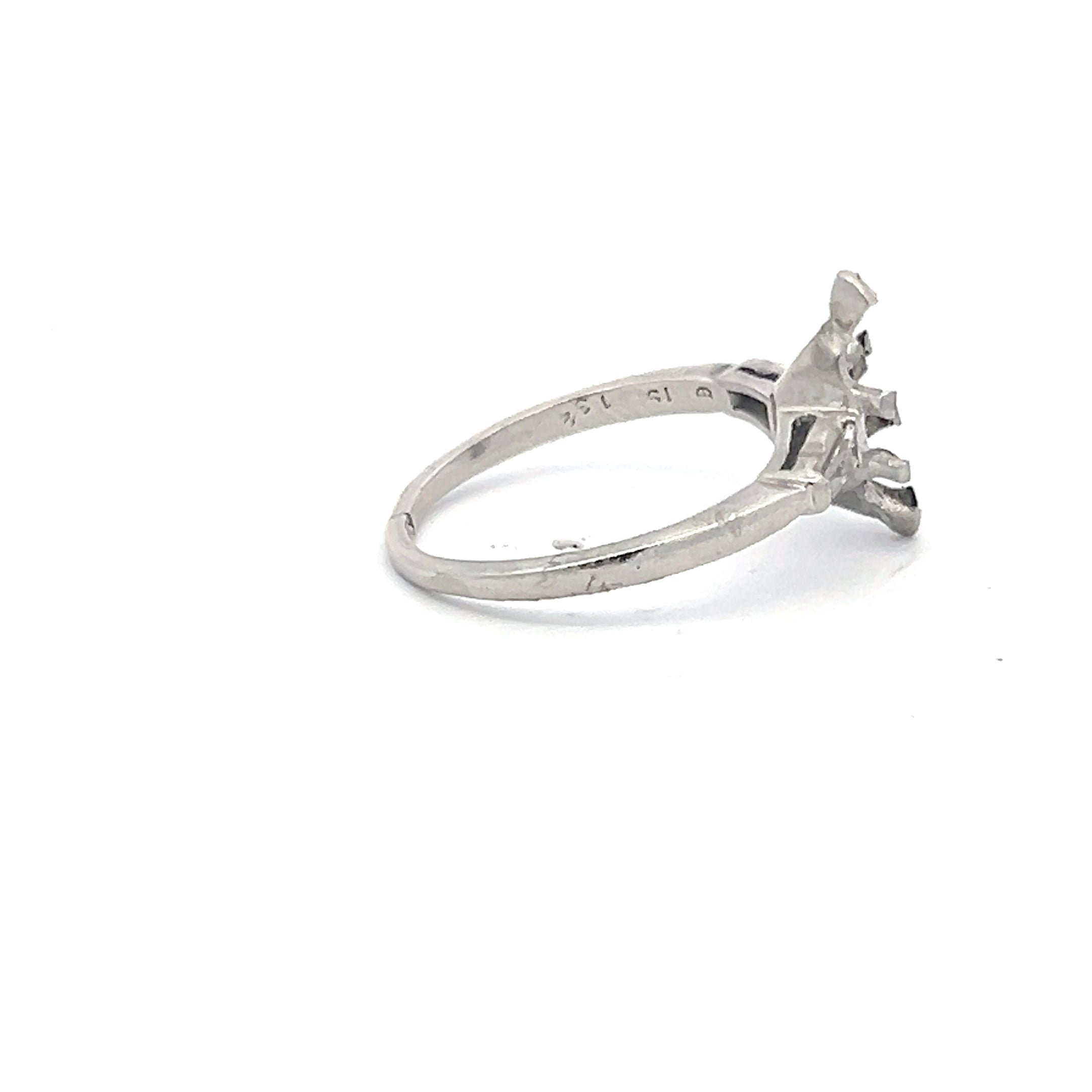 0.21 Carat Tapered Baguette Shape I SI1 Diamond Platinum Semi Mount Ring