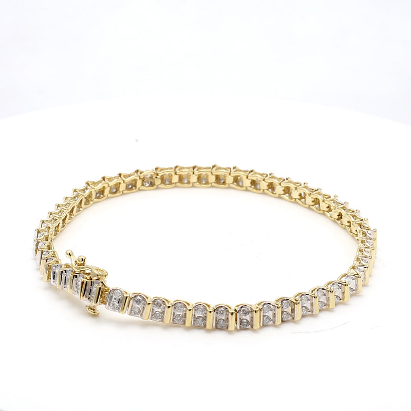 2.00 Carat Round Brilliant I SI2 Diamond 14 Karat Yellow Gold Tennis Bracelet