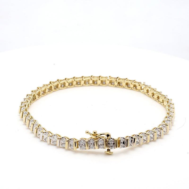 2.00 Carat Round Brilliant I SI2 Diamond 14 Karat Yellow Gold Tennis Bracelet