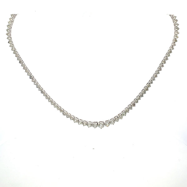 6.65 Carat Round Brilliant H-I I1 Diamond 14 Karat White Gold Riviera Necklace