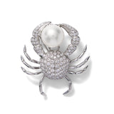 Tiffany & Co 2.75 Carat Round Brilliant Diamond Pearl Platinum Crab Brooch