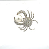 Tiffany & Co 2.75 Carat Round Brilliant Diamond Pearl Platinum Crab Brooch