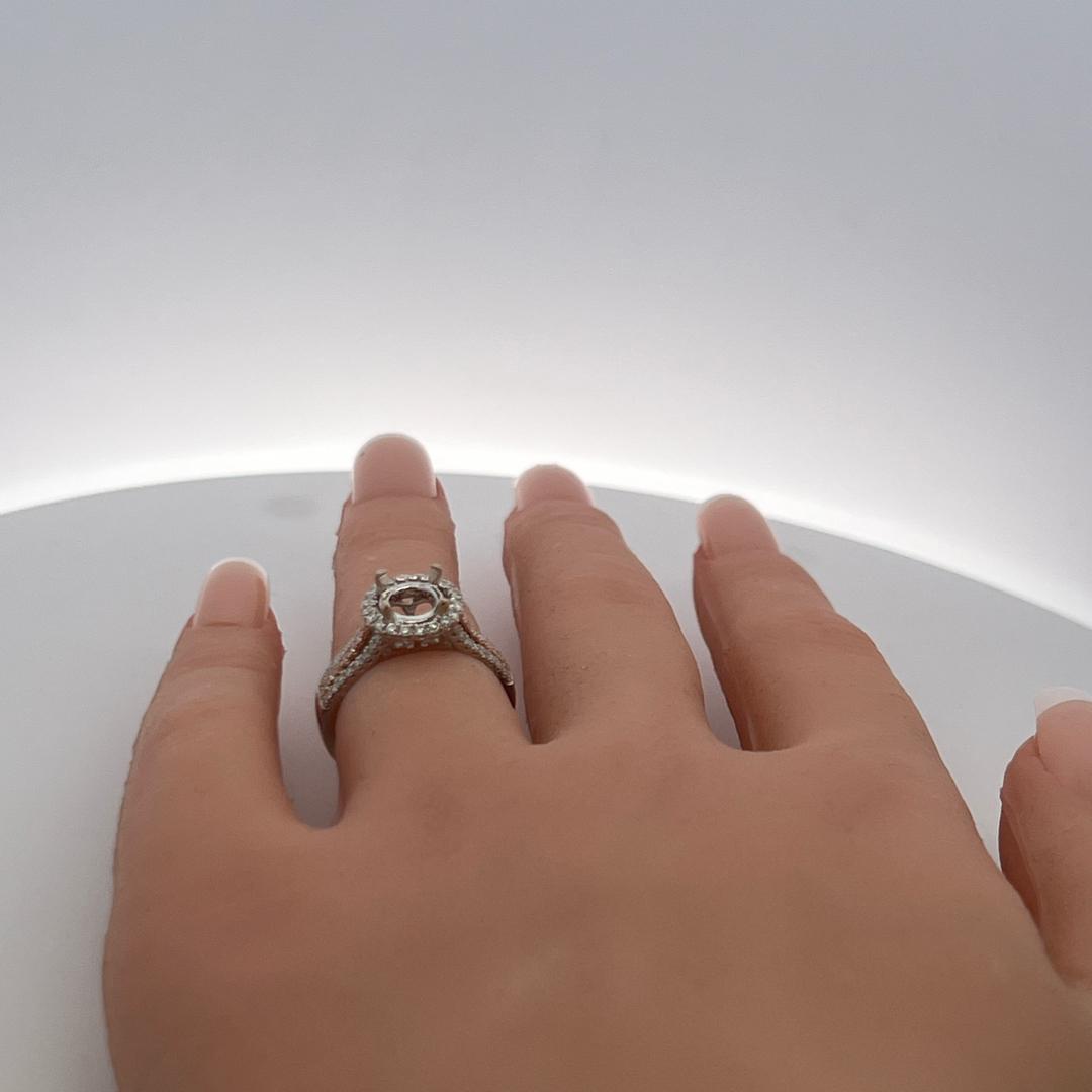 18K WG Semi Mount Ring with 0.24 Carat Diamonds Fits 7.23*7.39 MM 1.43ct+ Size 6