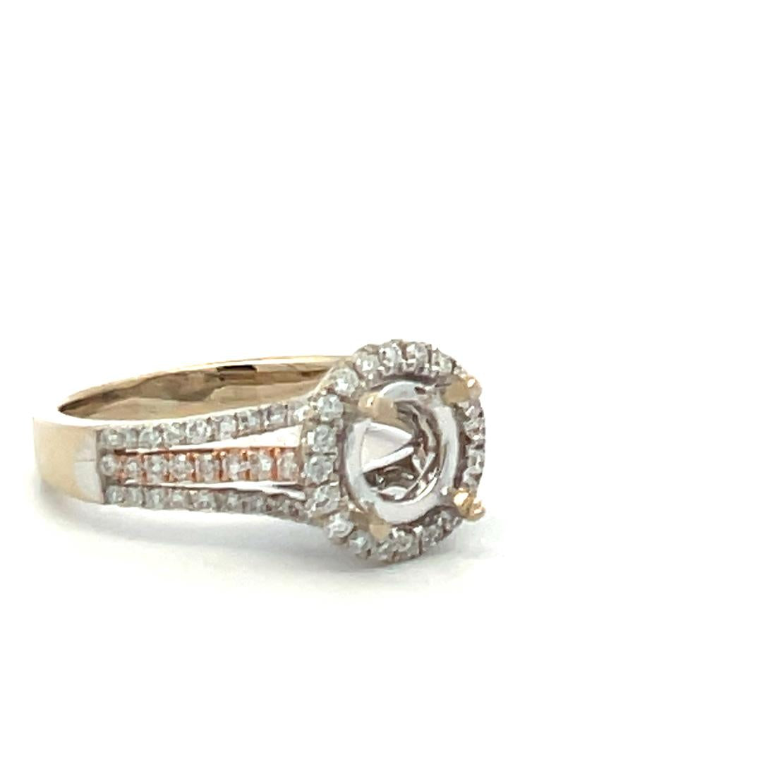 18K WG Semi Mount Ring with 0.24 Carat Diamonds Fits 7.23*7.39 MM 1.43ct+ Size 6
