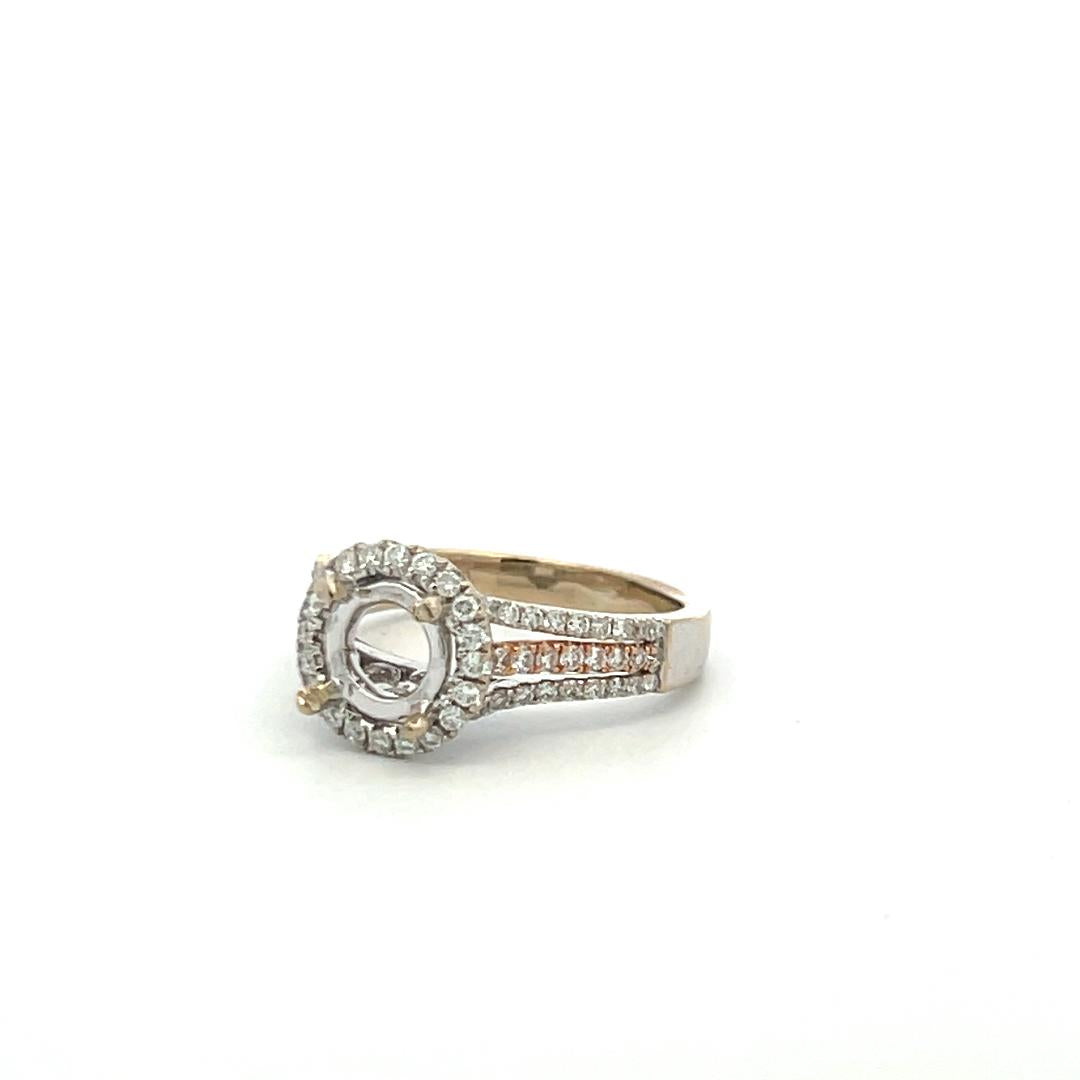 18K WG Semi Mount Ring with 0.24 Carat Diamonds Fits 7.23*7.39 MM 1.43ct+ Size 6