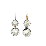 14.59 Carat Old European Cut Diamond 14K Two Tone Gold/Silver Wire Hook Earrings