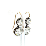 14.59 Carat Old European Cut Diamond 14K Two Tone Gold/Silver Wire Hook Earrings