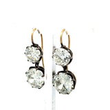 14.59 Carat Old European Cut Diamond 14K Two Tone Gold/Silver Wire Hook Earrings