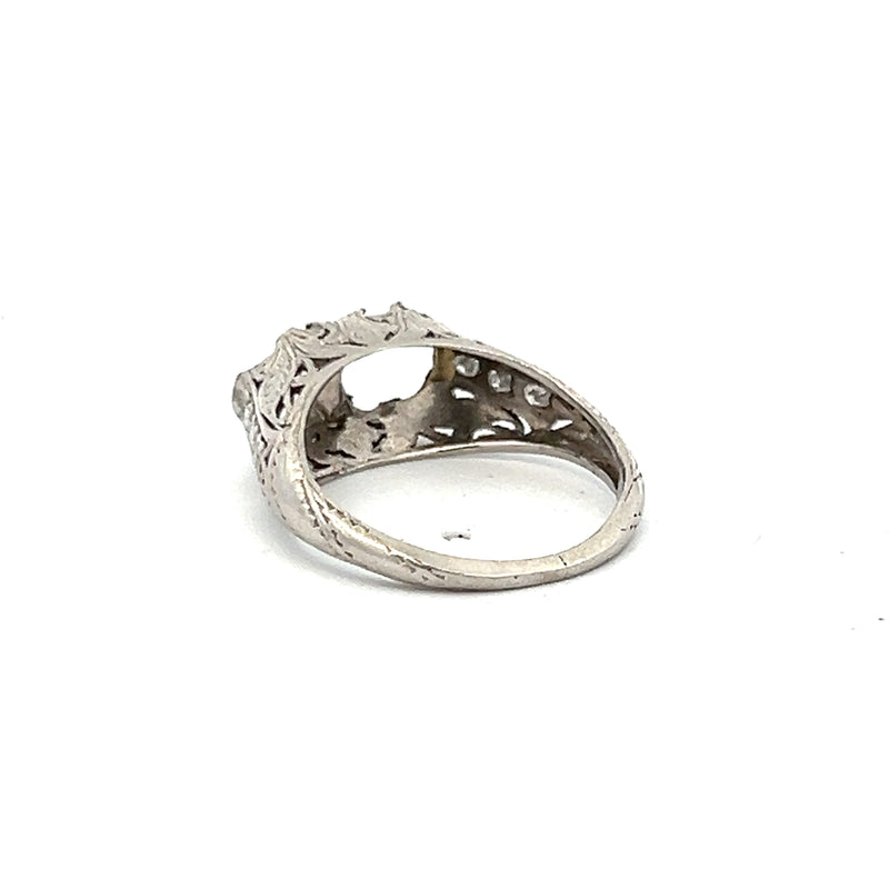 0.07 Carat Old European Cut I SI1 Diamond Platinum Semi Mount Ring