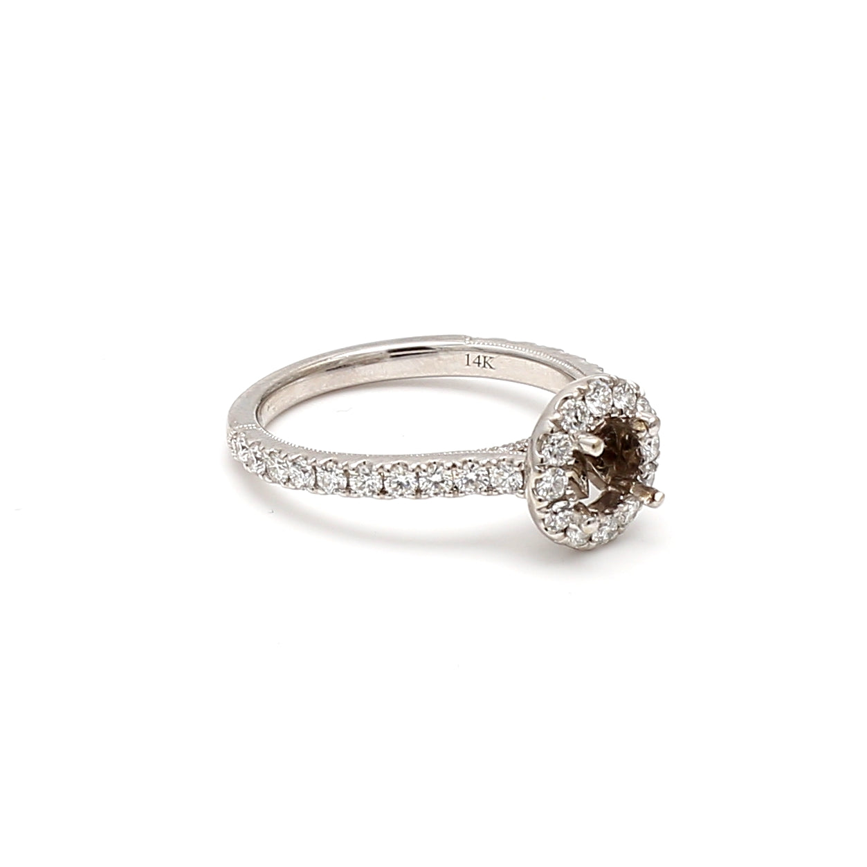 0.60 Carat Round Brilliant H VS2 Diamond 14 Karat White Gold Semi Mount Ring
