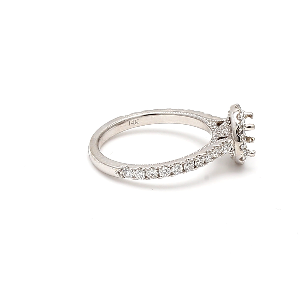 0.60 Carat Round Brilliant H VS2 Diamond 14 Karat White Gold Semi Mount Ring