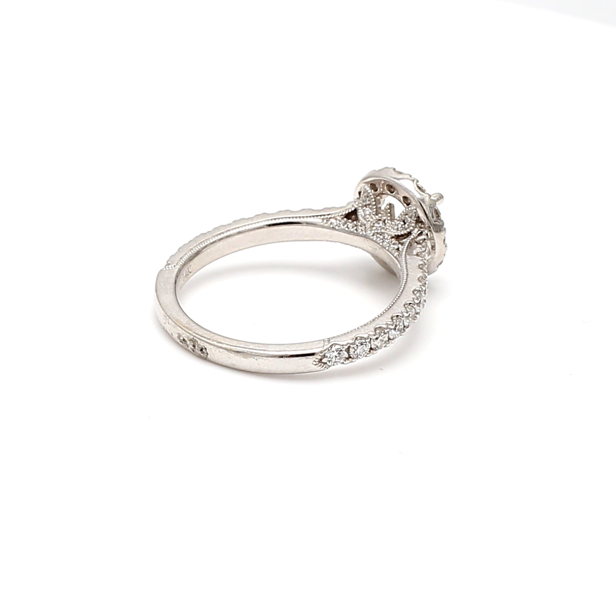 0.60 Carat Round Brilliant H VS2 Diamond 14 Karat White Gold Semi Mount Ring