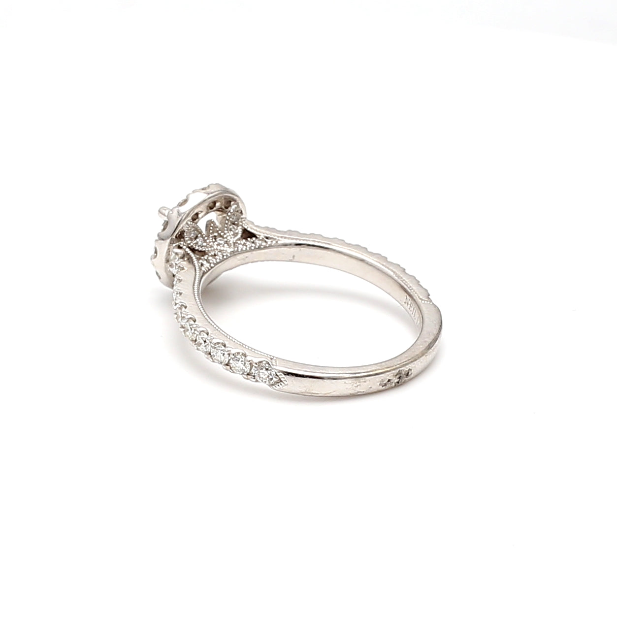 0.60 Carat Round Brilliant H VS2 Diamond 14 Karat White Gold Semi Mount Ring