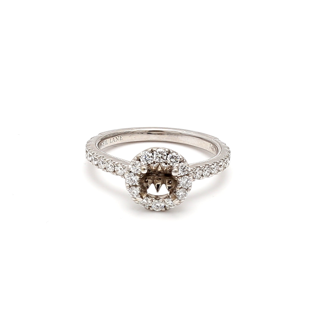 0.60 Carat Round Brilliant H VS2 Diamond 14 Karat White Gold Semi Mount Ring