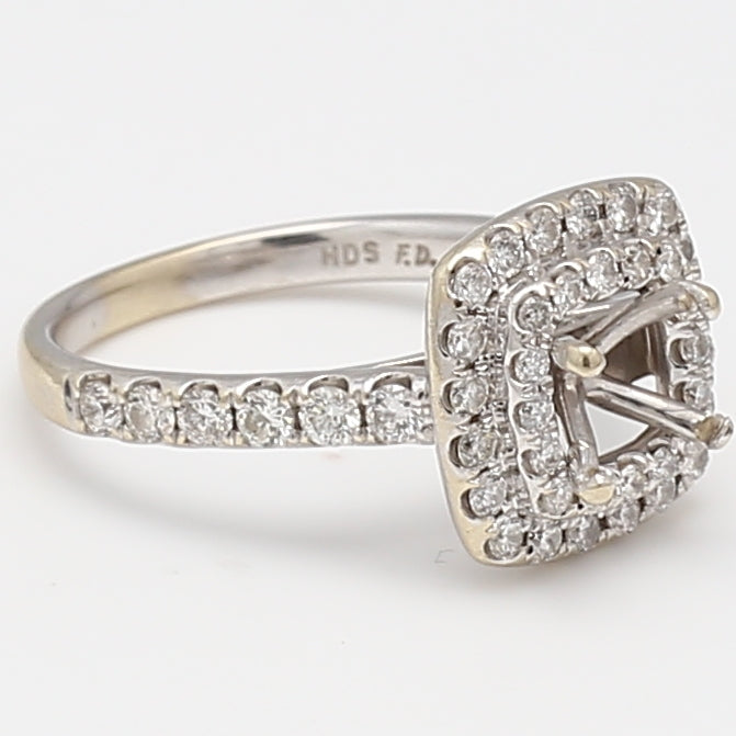 0.92 Carat Round Brilliant G VS2 Diamond 14 Karat White Gold Semi Mount Ring
