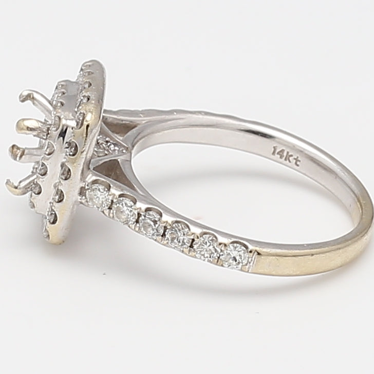 0.92 Carat Round Brilliant G VS2 Diamond 14 Karat White Gold Semi Mount Ring