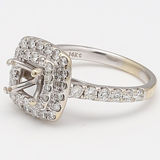 0.92 Carat Round Brilliant G VS2 Diamond 14 Karat White Gold Semi Mount Ring