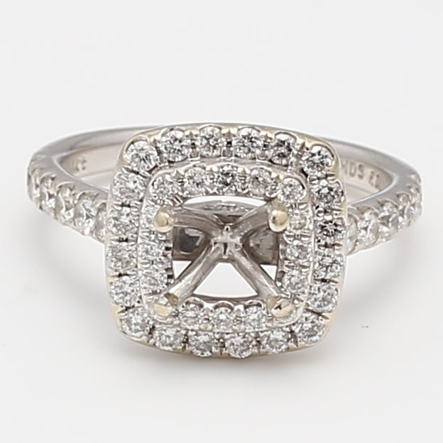 0.92 Carat Round Brilliant G VS2 Diamond 14 Karat White Gold Semi Mount Ring