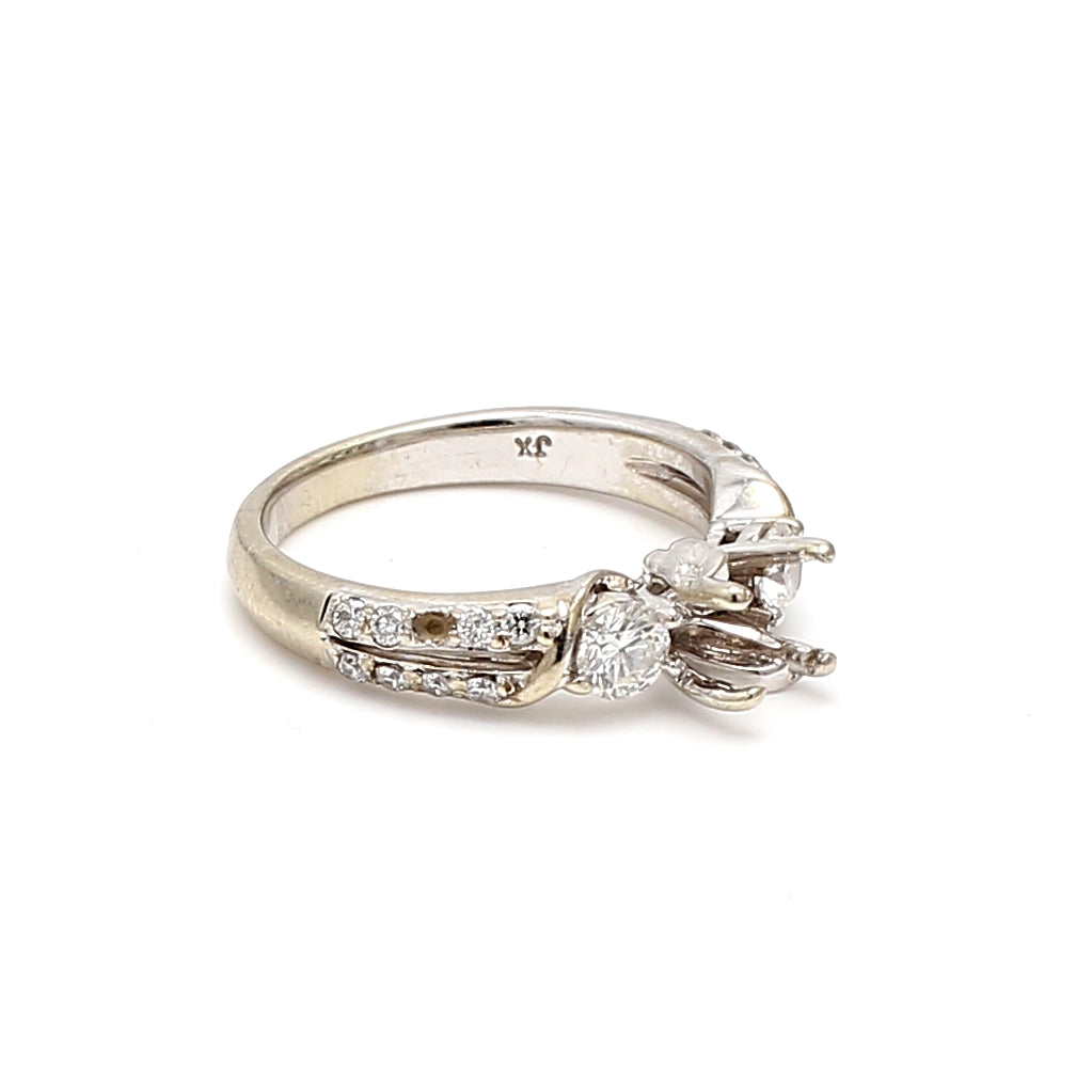 0.37 Carat Round Brilliant I SI1 Diamond 14 Karat White Gold Semi Mount Ring