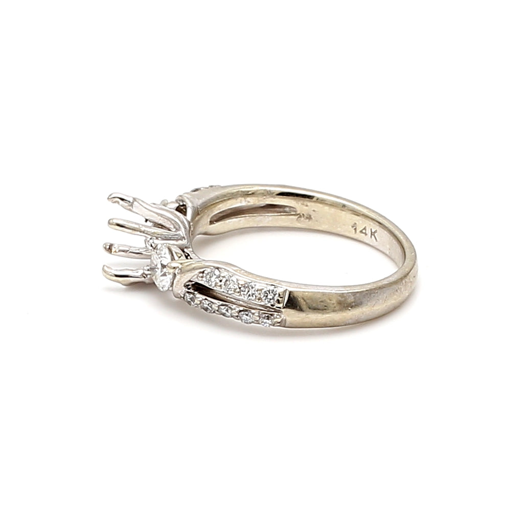 0.37 Carat Round Brilliant I SI1 Diamond 14 Karat White Gold Semi Mount Ring