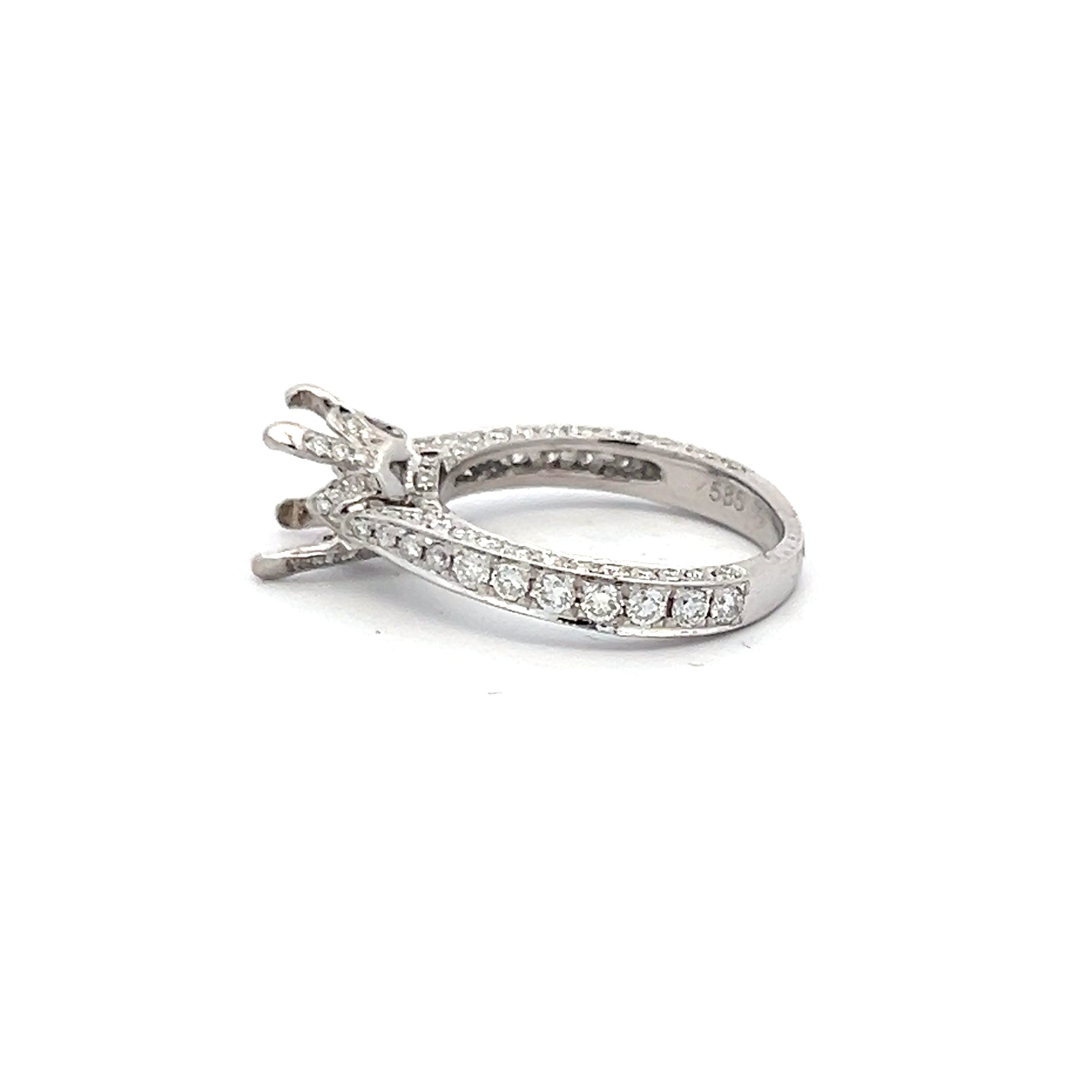 0.80 Carat Round Brilliant H SI1 Diamond 14 Karat White Gold Semi Mount Ring