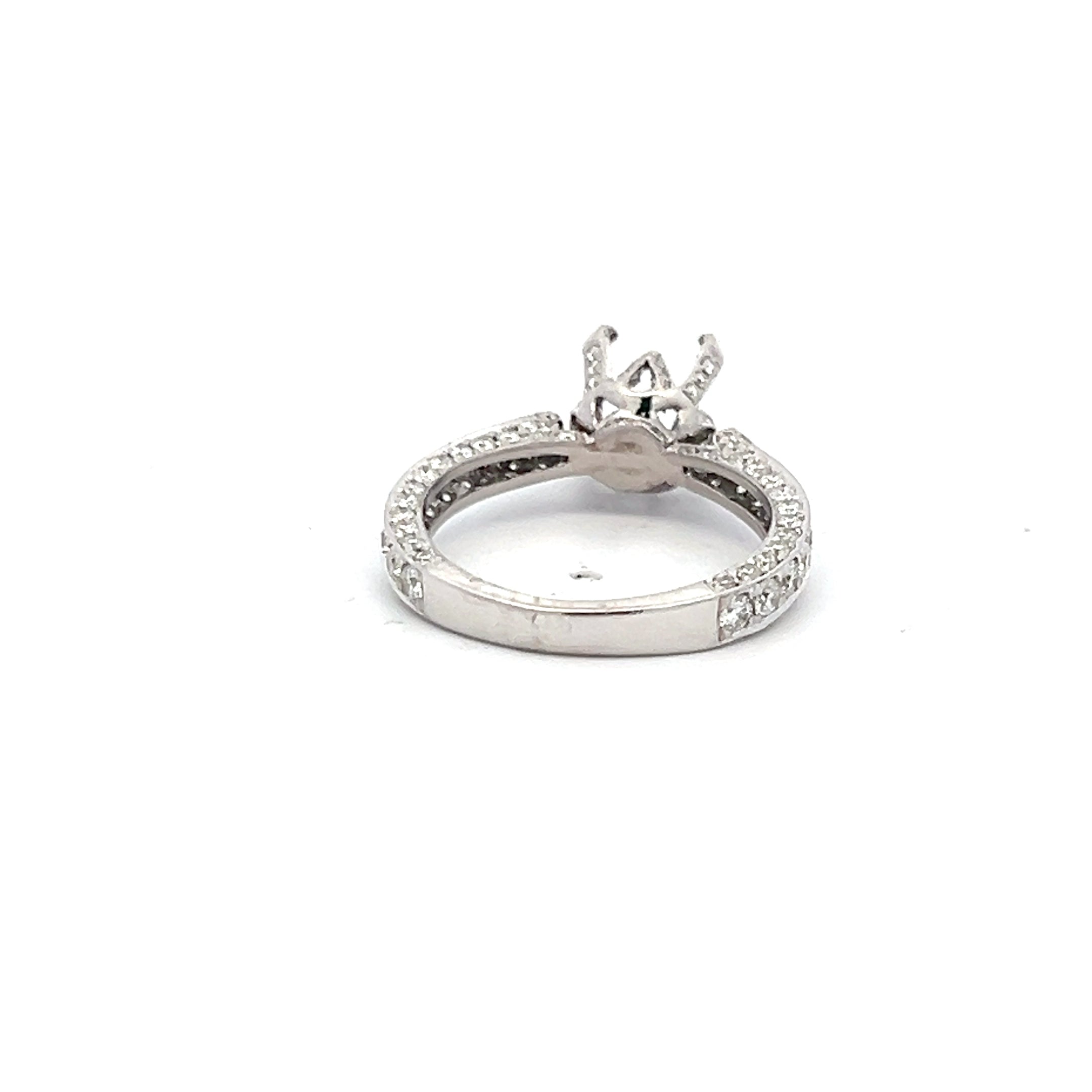 0.80 Carat Round Brilliant H SI1 Diamond 14 Karat White Gold Semi Mount Ring