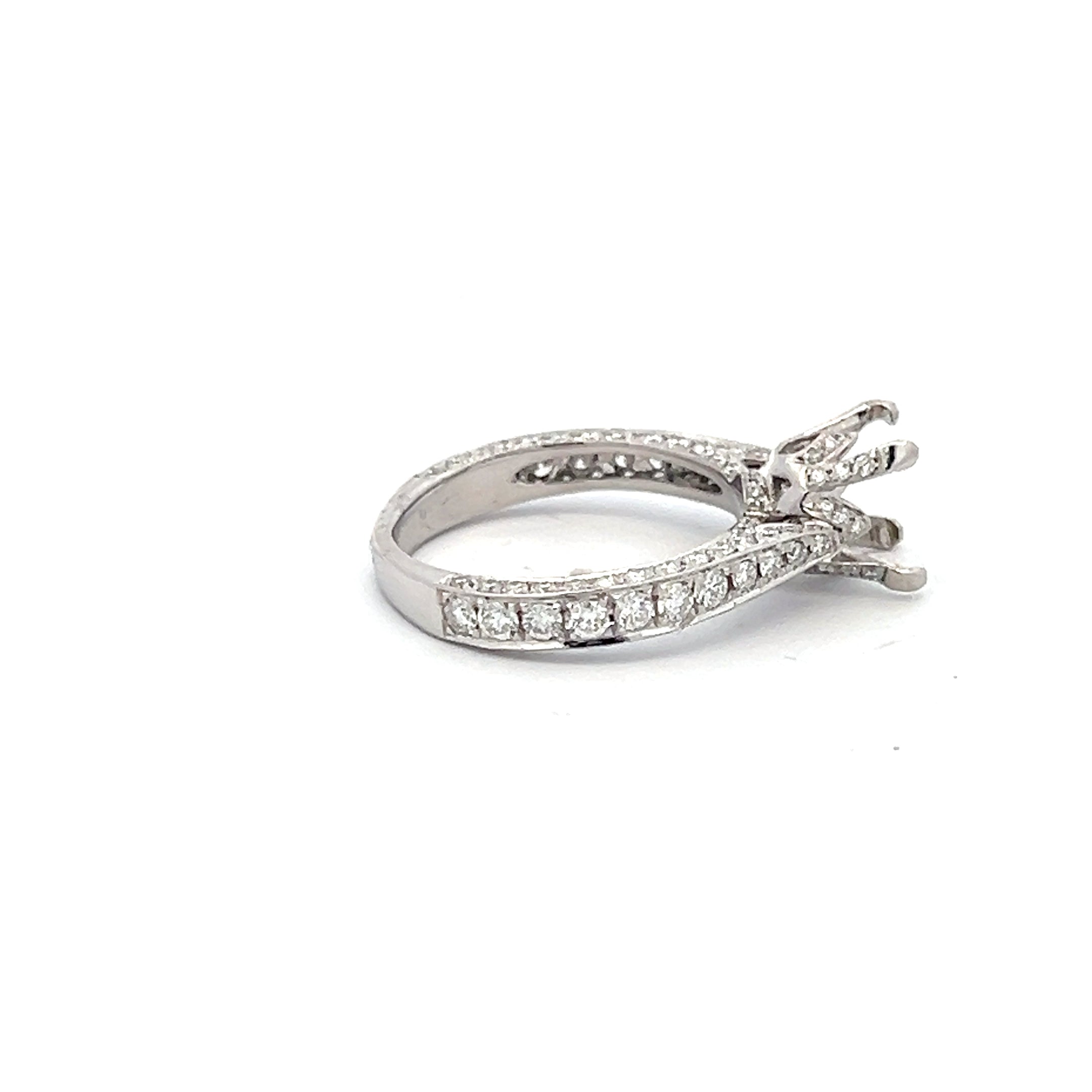0.80 Carat Round Brilliant H SI1 Diamond 14 Karat White Gold Semi Mount Ring