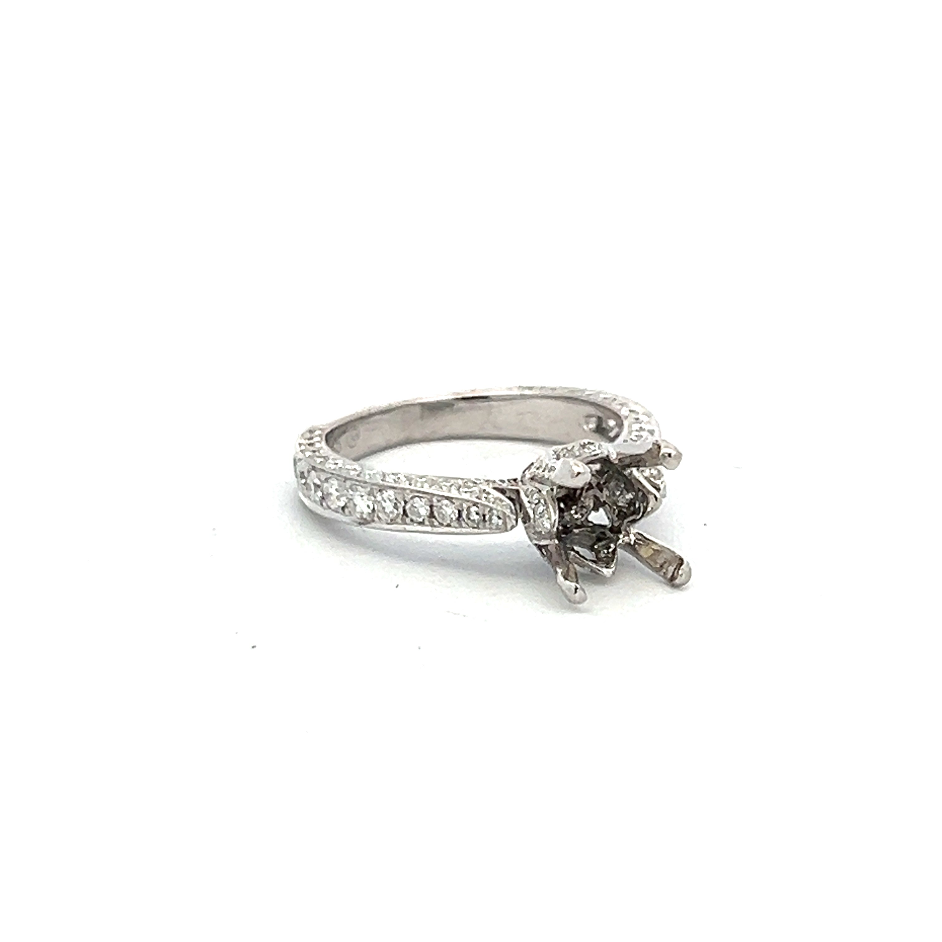 0.80 Carat Round Brilliant H SI1 Diamond 14 Karat White Gold Semi Mount Ring
