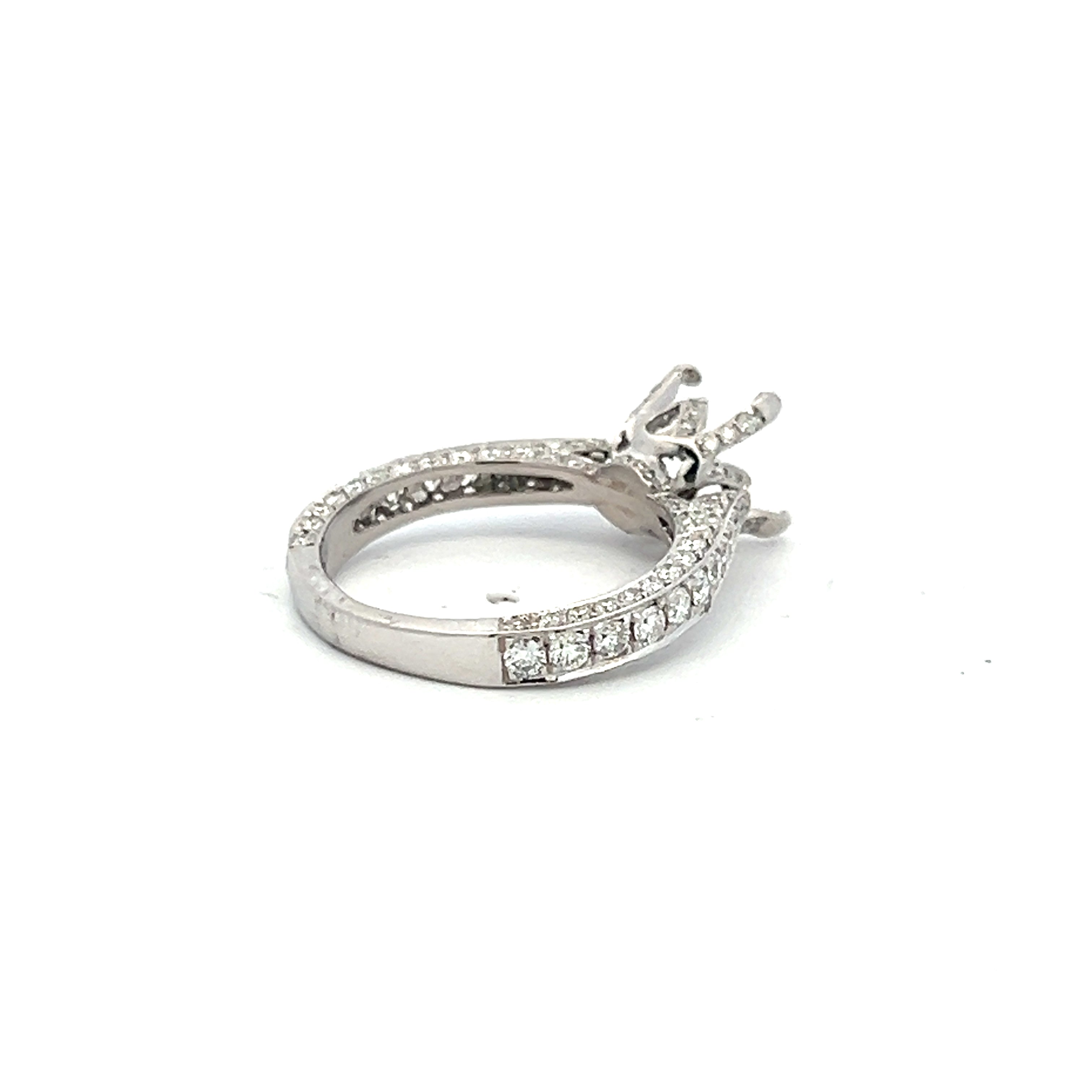0.80 Carat Round Brilliant H SI1 Diamond 14 Karat White Gold Semi Mount Ring