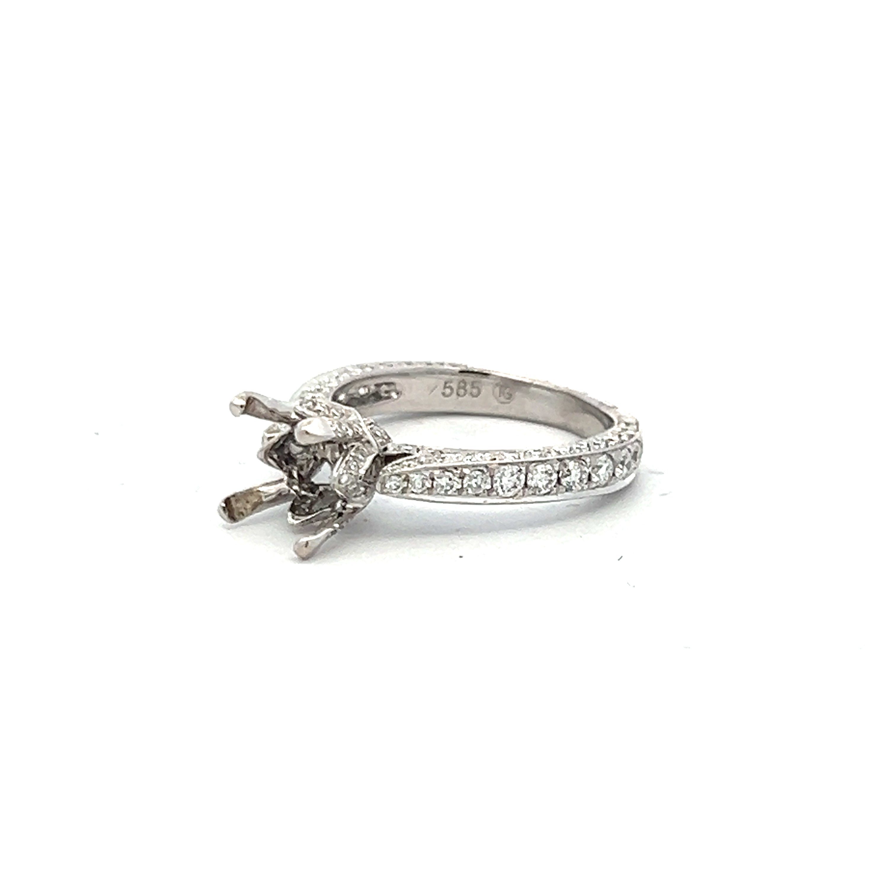 0.80 Carat Round Brilliant H SI1 Diamond 14 Karat White Gold Semi Mount Ring