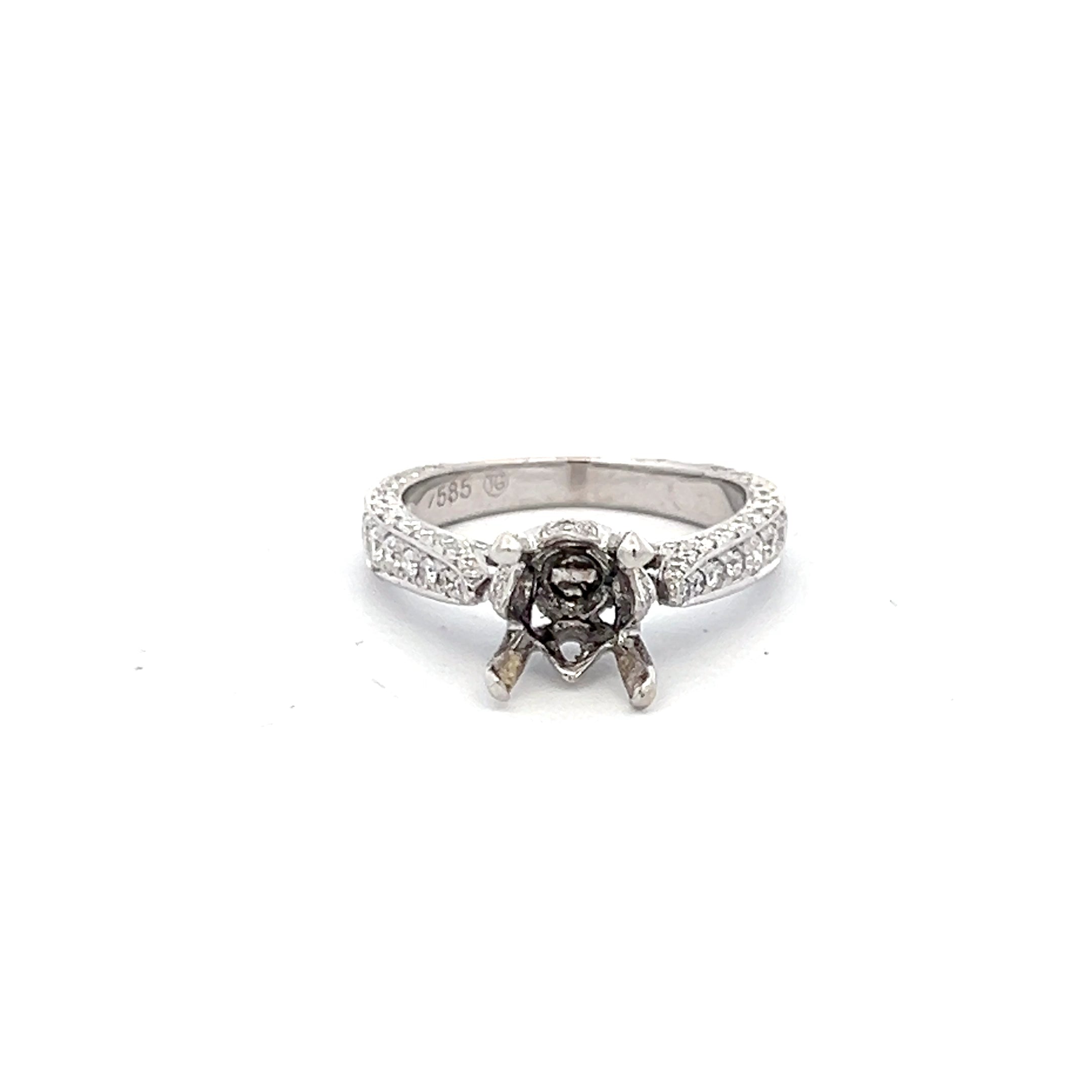 0.80 Carat Round Brilliant H SI1 Diamond 14 Karat White Gold Semi Mount Ring