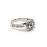 0.64 Carat Baguette and Round Brilliant Diamond Platinum Semi Mount Ring