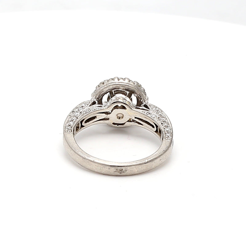 0.64 Carat Baguette and Round Brilliant Diamond Platinum Semi Mount Ring