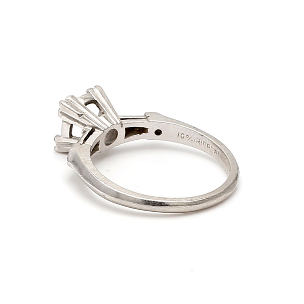 0.04 Carat Round Brilliant and Tapered Baguette Shape Diamond Platinum Semi Mount Ring