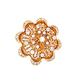 4.70 Carat Round Brilliant Diamond 18 Karat Yellow Gold Floral Pin