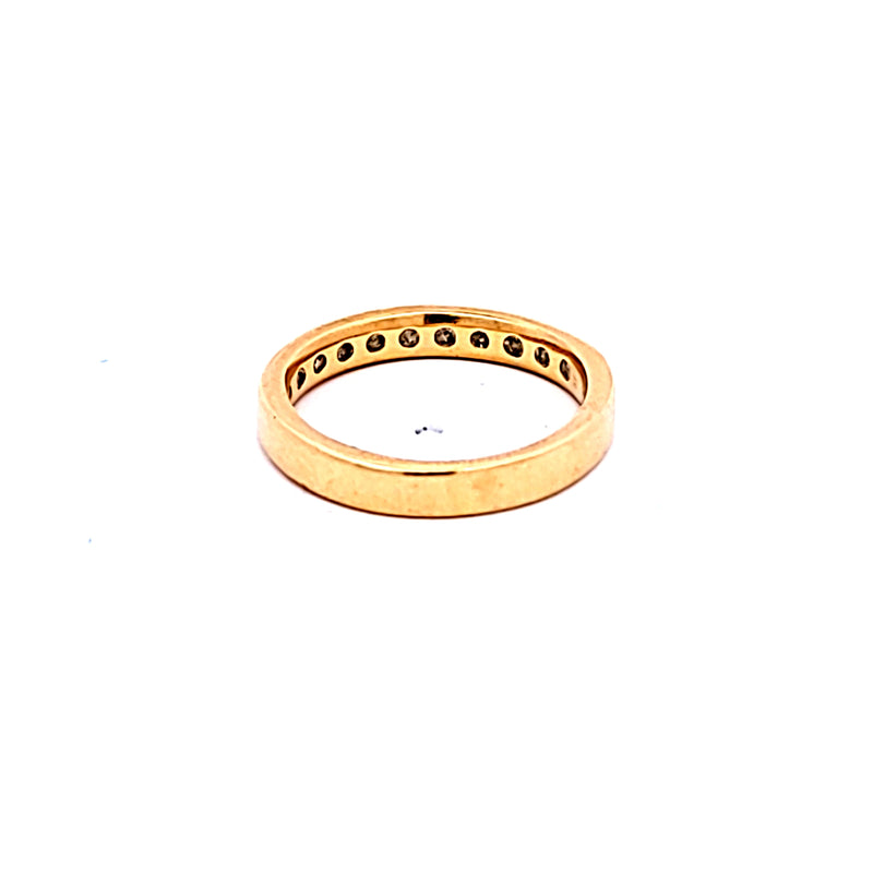 0.33 Carat Round Brilliant H SI1 Diamond 14 Karat Yellow Gold Band Ring