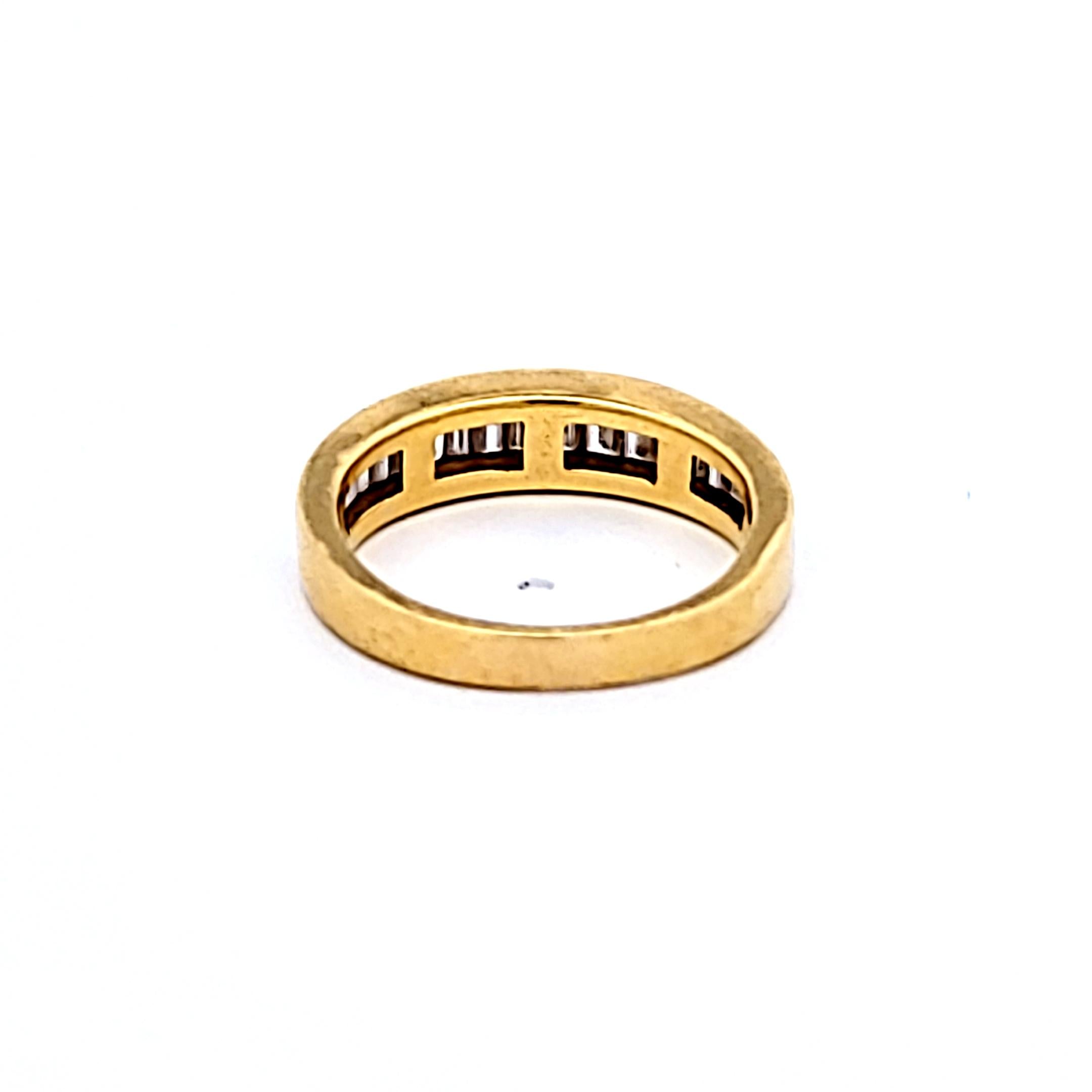 18K Yellow Gold Band Ring with 0.8 Carat Tapered Baguette Diamonds Size 7