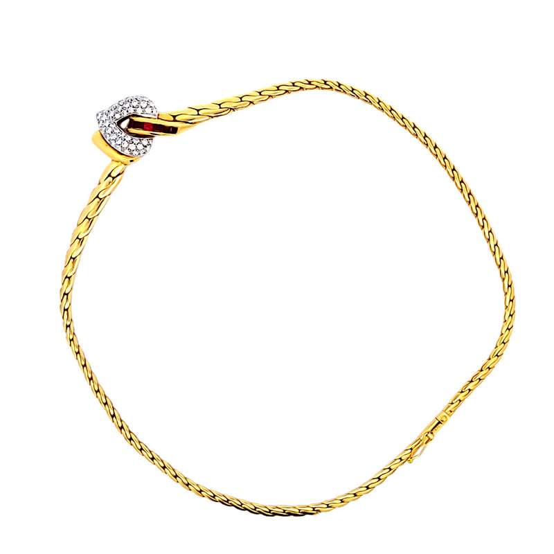 0.90 Carat Round Brilliant Diamond 18 Karat Yellow Gold Vintage Necklace