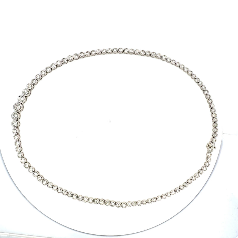 10.27 Carat Round Brilliant F I1 Diamond Platinum Riviera Necklace