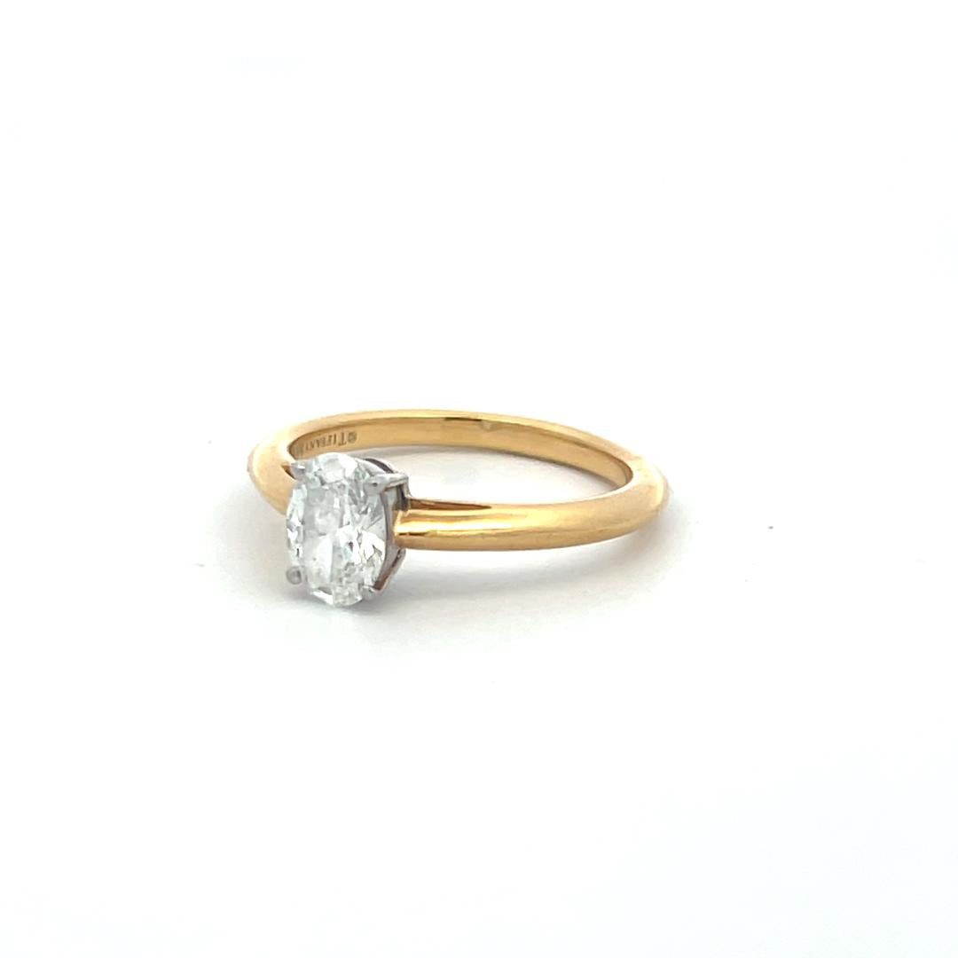 Tiffany & Co 0.72 Carat Oval Shape Diamond 18K Yellow Gold Engagement Ring